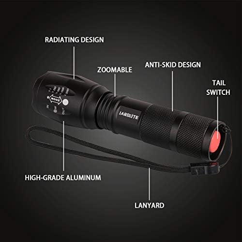 JARDLITE LED Emergency Handheld Flashlight, 4 Pack, Adjustable Focus, Water - Image 2