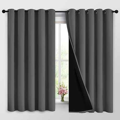 Yakamok Dark Grey 100% Blackout Curtains 63 Inches Long 62" Wide 2 Panels by Yakamok