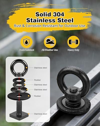 T Track Mount Tie Down Anchor for Roof Rack, M8 Heavy Duty Ring Shaped Eye Bolt - Image 5