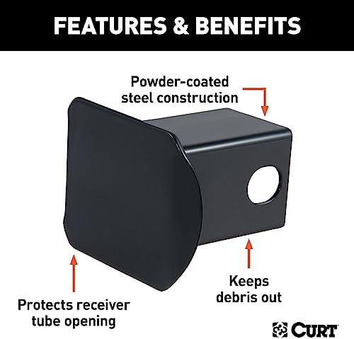 CURT 22750 Black Steel Trailer Hitch Cover, Fits 2-Inch Receiver - Image 2