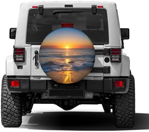 Colorful Sun Over The Sea Waves Reflections Tropics Spare Tire Cover Dust-Proof - Image 2