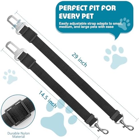 2 Pack Adjustable Dog Car Seat Belt, Heavy Duty Nylon Pet Safety Leash - Image 5
