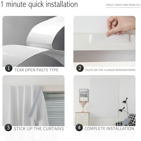 Portable Light Blocking Curtains Self-Stick Design, Removable Adhesive Window - Image 4