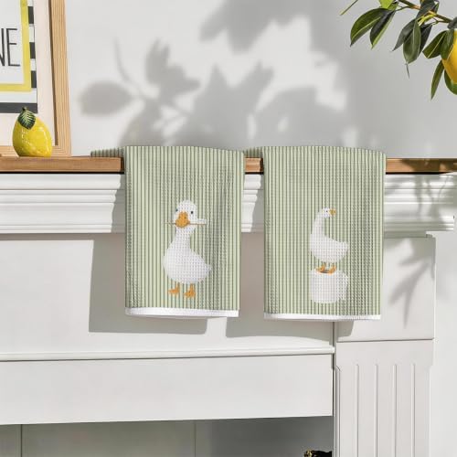 4 Pcs Funny Goose Hand Towels for Bathroom, Microfiber Dishcloth 14x24In - Image 3