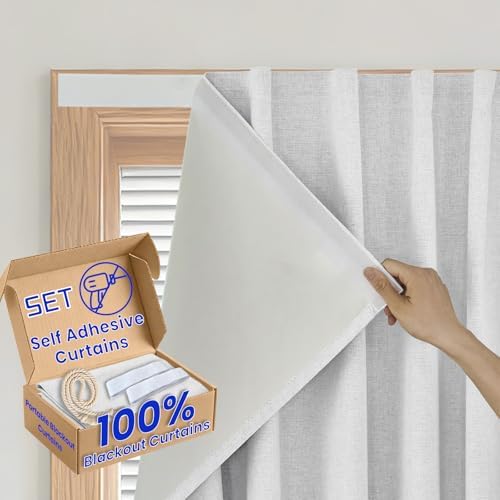 100% Blackout French Door Curtains, Room Darkening Shades Small Window Curtain by Sovtfides