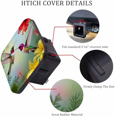 Auto Hitch Cover for Trucks Hummingbird, Garden Blooming Hibiscus Rose - Image 3