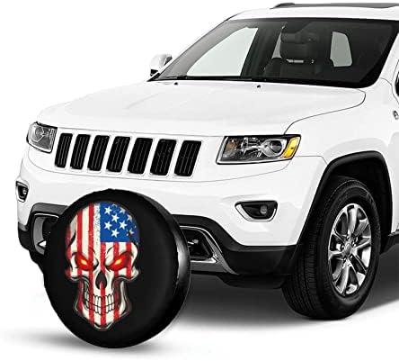 American Flag Skull Patriotic Spare Tire Cover, Universal Wheel Tire Cover - Image 5