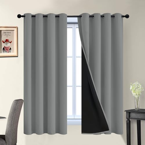 Yakamok Dove Grey 100% Blackout Curtains 63 Inches Long 52" Wide 2 Panel by Yakamok