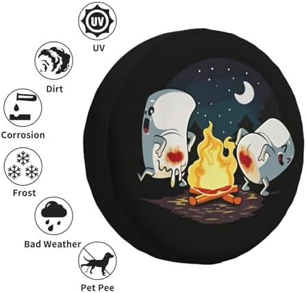 Spare Tire Cover with Marshmallow Campfire Pattern Wheel Covers 17inch - Image 3