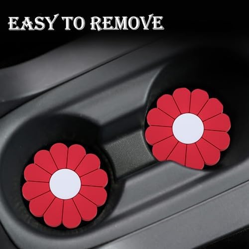 2-Pack Car Cup Holder Coaster Inserts, Daisy Shape, 2.75 Inch Non-Slip Silicone - Image 6