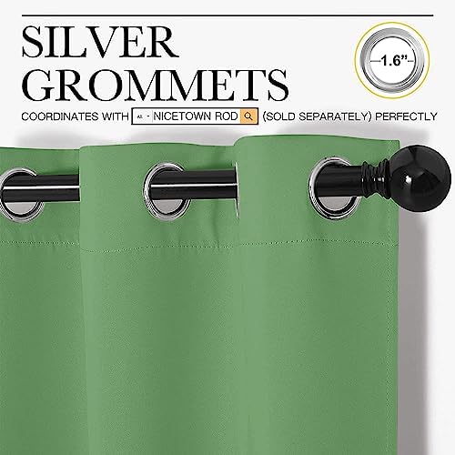 NICETOWN Room Darkening Curtains, 42 x 63-inch, Forest Green - Image 3
