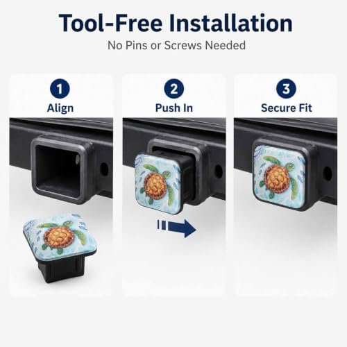 Sea Turtle and Fish Hitch Cover Receiver Tube Hitch Plug, Tool-Free Install Tow - Image 7
