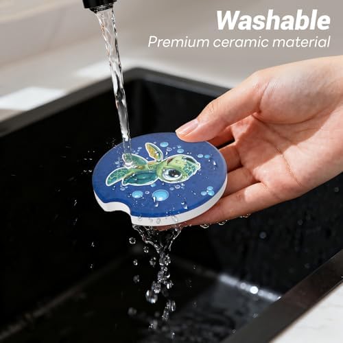 Car Cup Holder Ceramic Coasters 2 Pack, 2.56 in Anti Slip Absorbent Coaster - Image 3