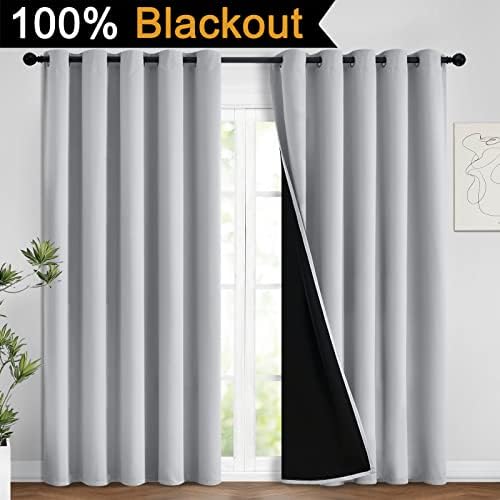 Yakamok Light Grey 100% Blackout Curtains 96 Inches Long 62" Wide 2 Panel - Image 2