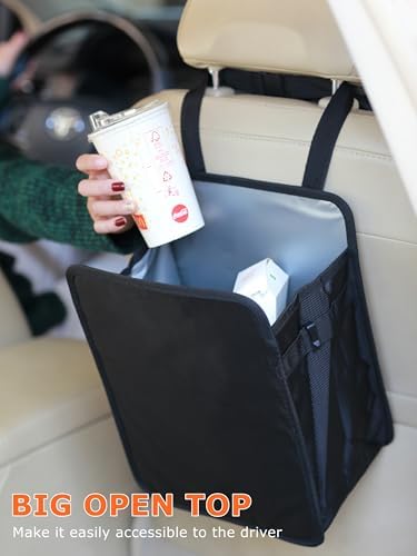 Ginsco 3 Gallons Open-Top Car Trash Can, Large Capacity Hanging Leakproof Car - Image 3