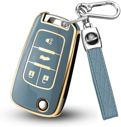 for Chevy Key Fob Cover, Premium Soft TPU Full Protection Key Cover by HEKBRYN