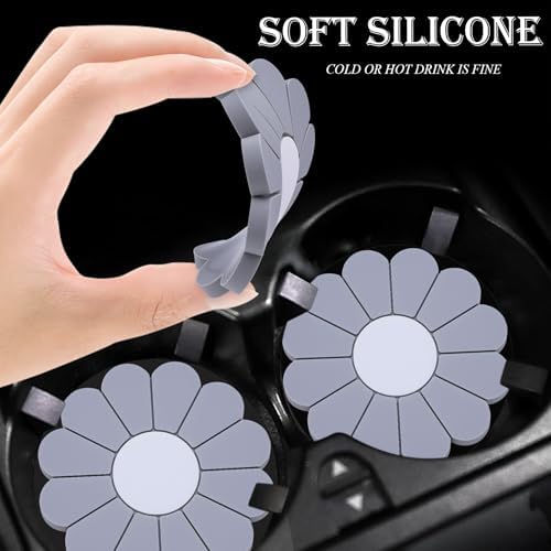 4-Pack Car Cup Holder Coaster Inserts, Daisy Shape, 2.75 Inch Non-Slip Silicone - Image 4