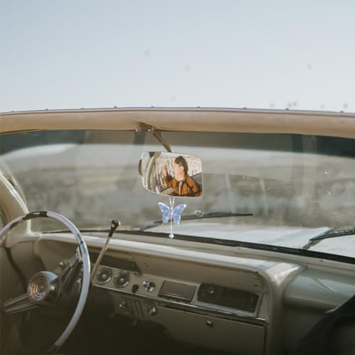 zipelo Rhinestone Butterfly Rearview Mirror Charm, Light Blue - Image 4