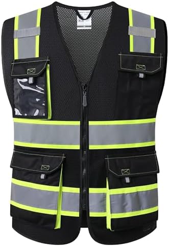 JKSafety Safety Vest for Men Women Hi Vis Reflective Vest JK220 Black 2XL by JKSafety