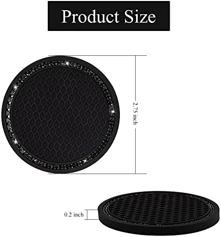 2 Pack Car Cup Holder Coaster, 2.75 Inch Bling Cup Holder Insert Mat - Image 2