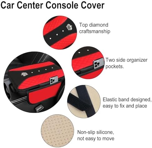 NBTEPEM 10 Pcs Bling Red Car Floor Mats Set, Leather Red Steering Wheel Covers - Image 5