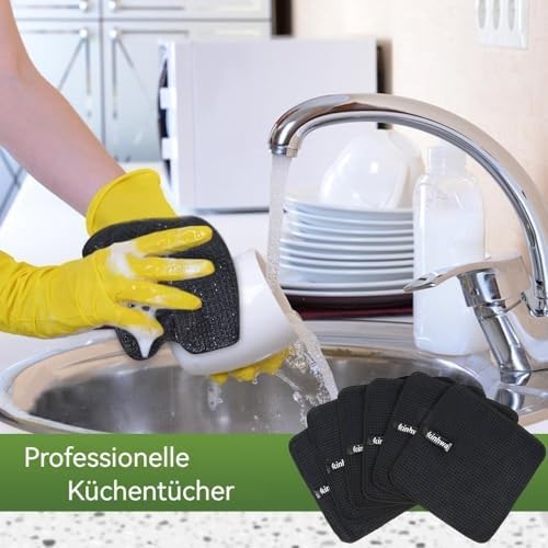 KinHwa Waffle Microfiber Dish Cloths Black Kitchen Towels, Washcloths - Image 4