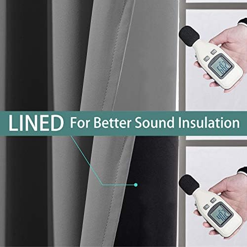 Yakamok Grey 100% Blackout Patio Door Curtain Panels W100 x L84, 1 Panel - Image 4