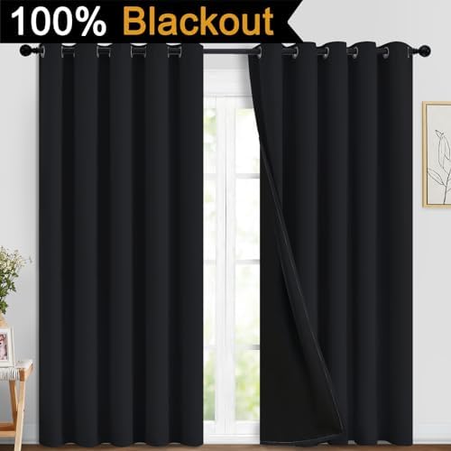 Yakamok Black 100% Blackout Curtains 84 Inches Long - Image 2