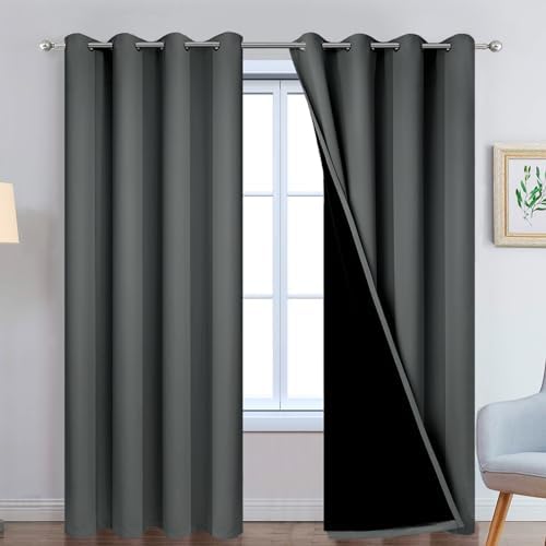 Yakamok Dark Grey 100% Blackout Curtains 90 Inches Long 52" Wide 2 Panels by Yakamok