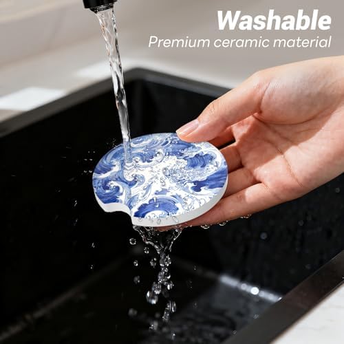 Car Cup Holder Ceramic Coasters 2 Pack, 2.56 in Anti Slip Absorbent Coaster - Image 3