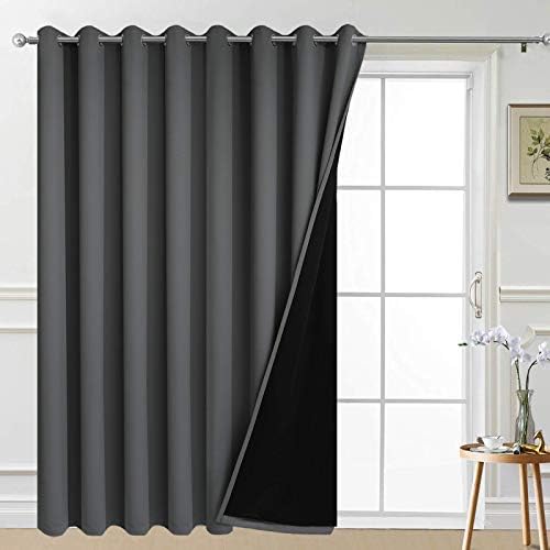 Yakamok Dark Grey Blackout Patio Door Curtain Panels W100 x L84, 1 Panel by Yakamok