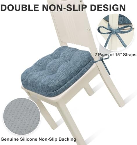 Shinnwa Kitchen Chair Cushions Set of 4, Dual-Layer Memory Foam Dining Chair - Image 5