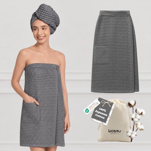 Luxury Organic Japanese Cotton Waffle Body Towel Wrap by KOSMU