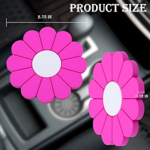 4-Pack Car Cup Holder Coaster Inserts, Daisy Shape, 2.75 Inch Non-Slip Silicone - Image 2