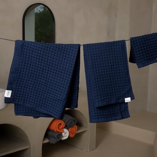 Luxury Organic Japanese Cotton Waffle Bath Towel | Thick, Quick Dry Bathroom - Image 4
