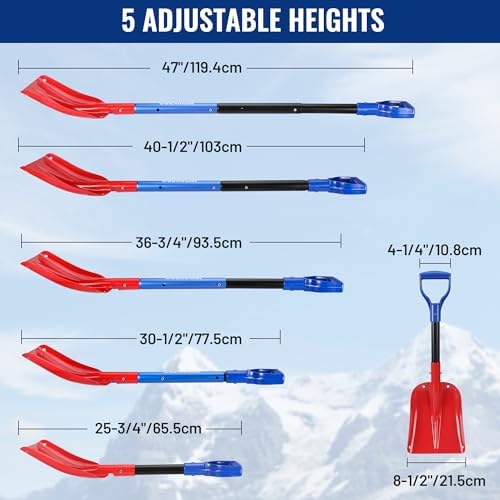 WORKPRO 47" Adjustable Aluminum Snow Shovel, Detachable Shovel - Image 3