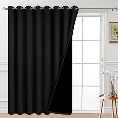 Yakamok Black 100% Blackout Patio Door Curtain Panels W100 x L84, 1 Panel by Yakamok
