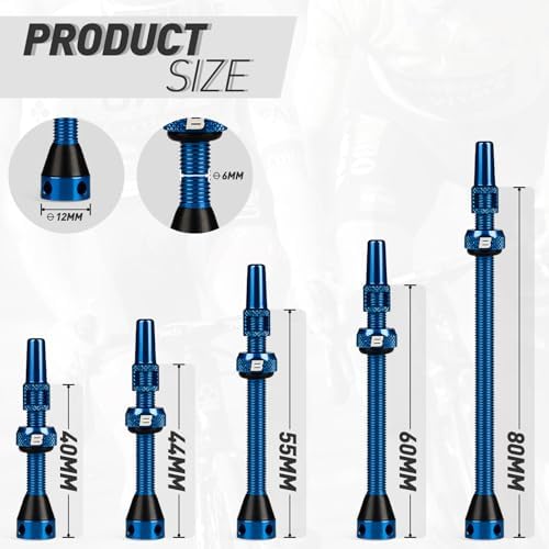 BWSHLF Tubeless Presta Valve Stem 40/44/55/60/65/70/80/100 mm, Super Light - Image 5