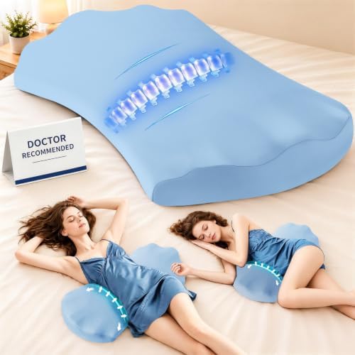 Fledano Lumbar Support Pillow for Bed – Memory Foam Lower Back Pain Relief by Fledano
