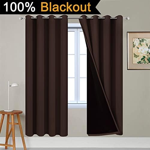 Yakamok Chocolate Brown Blackout Curtains 72 Inches Long 52" Wide, 2 Panels - Image 2