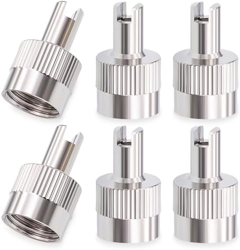 6PCS Tire Valve Stem Caps, Nickel Brass Slotted Slot Valve Stem Caps by MEAJOO