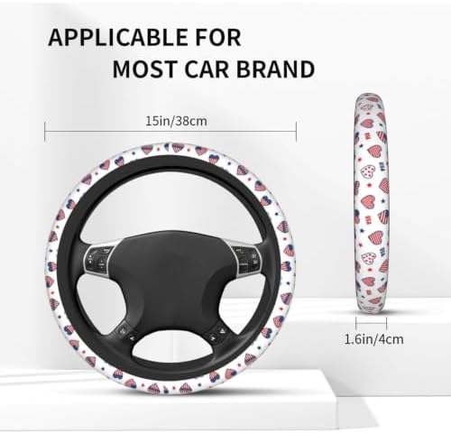 4th of July American Flag Steering Wheel Covers Universal 15 Inch Non Slip - Image 2