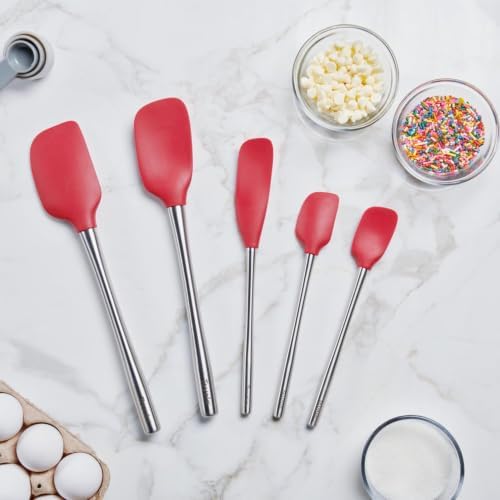 Tovolo Stainless Steel Handled Silicone Spatula Set of 5 Cayenne Red, - Image 3