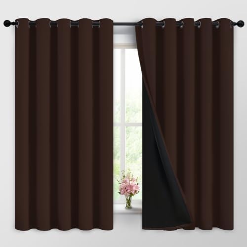Yakamok Chocolate Brown Blackout Curtains 63 Inches Long 62" Wide, 2 Panels by Yakamok