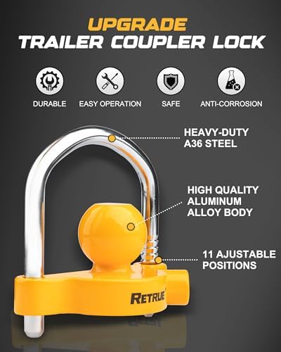 RETRUE Universal Trailer Coupler Hitch Lock, Adjustable Heavy Duty - Image 3