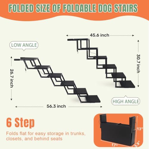 Foldable Dog Stairs for Car, HisFox Portable Dog Steps for Dogs, 6 Steps - Image 3