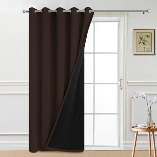 Yakamok Brown 100% Blackout Patio Door Curtain Panels W70 x L84, 1 Panel by Yakamok