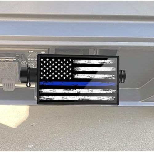 American Flag Aluminum Trailer Hitch Cover, Thin Blue Line, 2 inch - Image 5