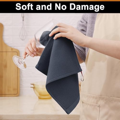 Homaxy 100% Cotton Waffle Weave Dish Cloths, 12 Pack, Dark Grey - Image 3