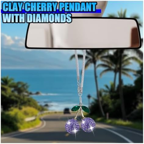 Bling Cherry Car Rear View Mirror Charm - Image 3